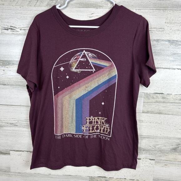 Pink Floyd "The Dark Side of the Moon" T-Shirt Size L Maroon Preowned - Picture 1 of 7